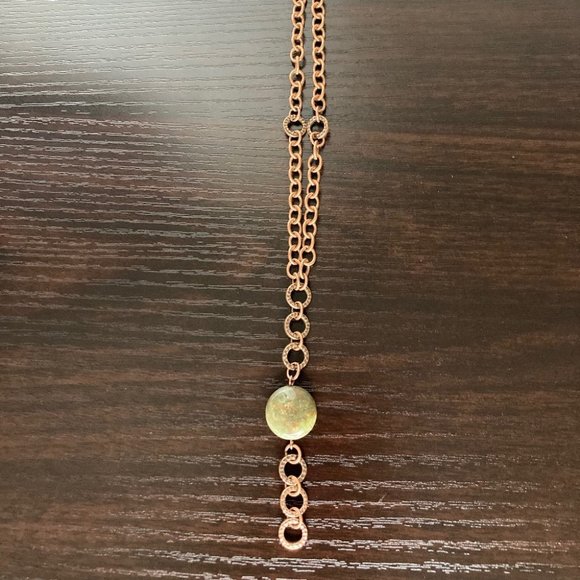 Vintage Y Necklace w/Green Jasper - Picture 2 of 5